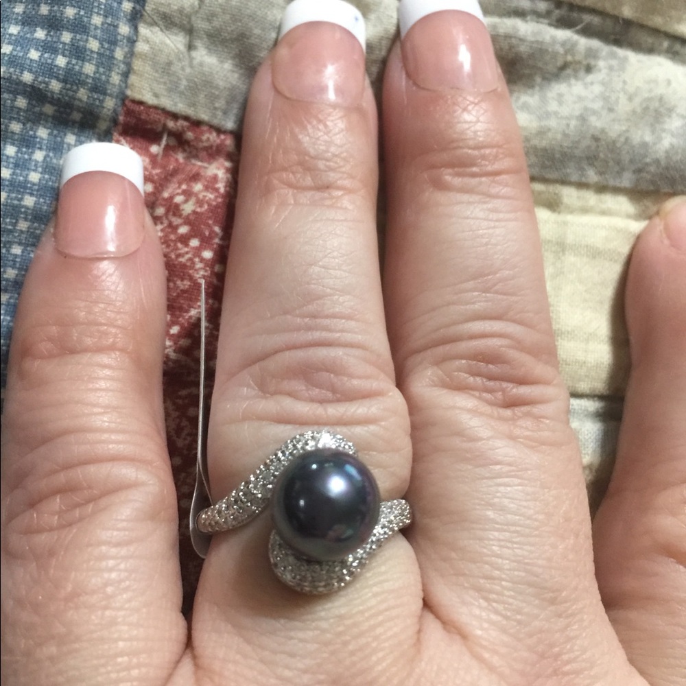 HP🎉Tahitian Shell Pearl 925 Silver Bypass Ring - Picture 5 of 7